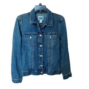 Old Navy Denim Jacket Women’s Size Med Medium Wash Button Up Preppy School